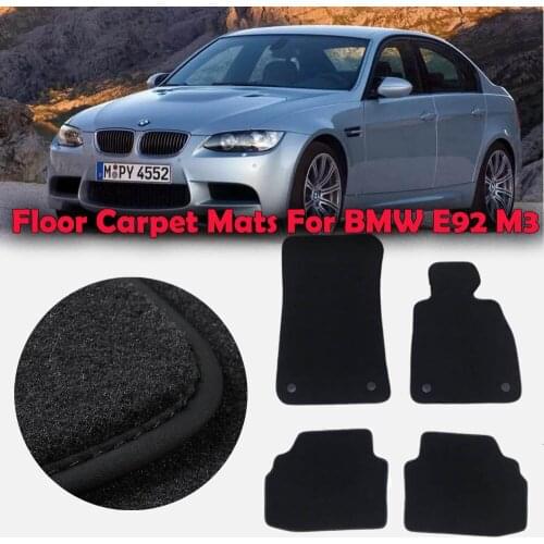 Black Custom Fit Solid Nylon Auto Odorless Front+Rear All Weather Car Floor Mats Liner Protection Carpets For LH/RH BMW M3 E92