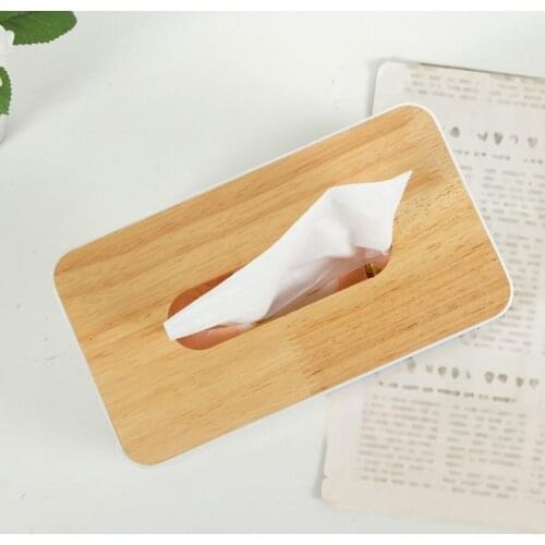 NHBR Wooden Tissue Box European Style Home Tissue Container Towel Napkin Tissue Holder Case for Office Home Decoration