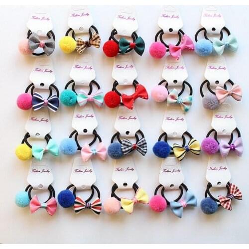 16/20PCS Children girl Hair accessories toddlers Kid Elastic Rubber Hair Bands hair bow pompom Headband hair ties gum headwear
