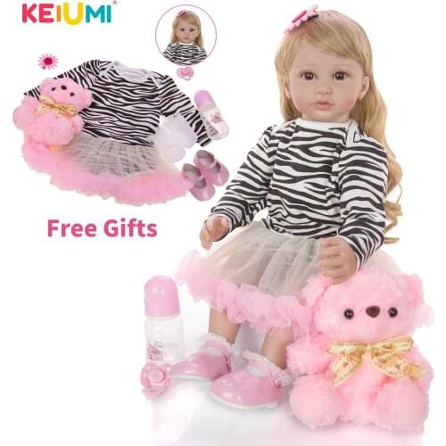 Collectible 24 Inch 60 cm Reborn Toy Soft Silicone Vinyl Newborn Doll For Girl Lovely Reborn Baby Doll Cloth Body Kids Gifts