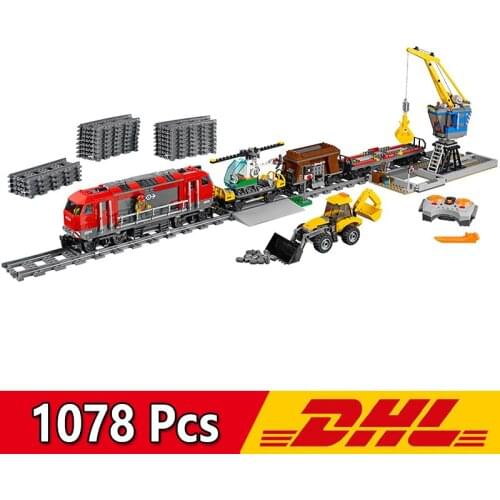 City Street View Series Heavy-Haul Train Model Building Blocks With Motor 60098 02009 1078Pcs Bricks Electric Toys Gifts