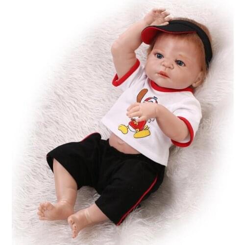55cm Reborn Sleeping boy Dolls 22 inch Real all Silicone Bonecas big eyes bebe Doll Baby brinquedos Newborn Kids Toys DOLLMAI
