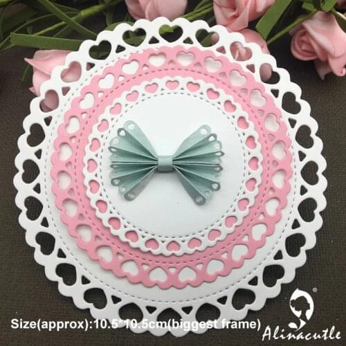 Die cut metal cutting die round frame die heart border rosette edge Alinacraft Scrapbook paper craft album card punch art cutter