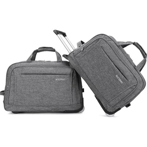 Men Business Rolling Duffel Bag Carry-On Travel Luggage with Wheels Trolley Suitcase Weekender Overnight 20inches for Fleight