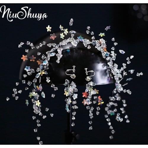 NiuShuya Black Headbands Hairbands Graceful Star Flower Headdress Brides Party Dress Crowns Wedding Hair Accessories