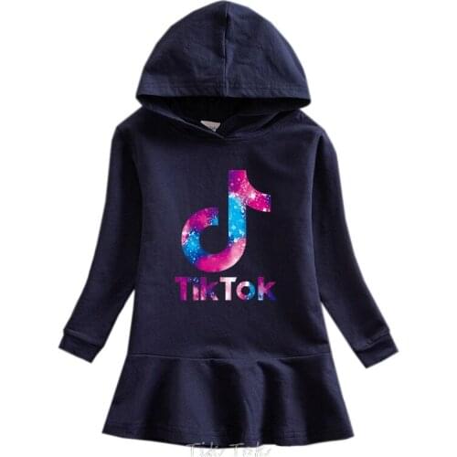 New Children Girls Party Dress Tik Tok Princess Kids Sweet Spring Ruffle Dresses Cartoon Hooded Clothes