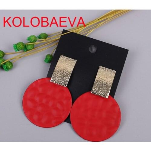 New round metal ladies earrings South Korea Bohemia statement pendant cute red pop fashion big Christmas Africa gold jewelry cc