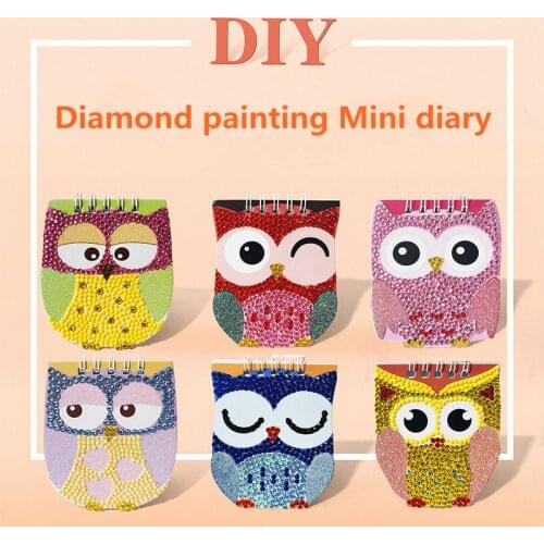 New Bright Diamond Notebook Diamond Painting Cross Stitch DIY Owl Diary Book 5D Diamond Embroidery 6Pcs/Set Childrens Gift
