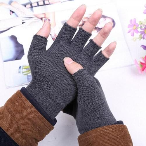 1 Pair Unisex Knitted Stretch Elastic Warm Half Finger Fingerless Gloves Men Women glove for Winter Warm Unisex Gloves