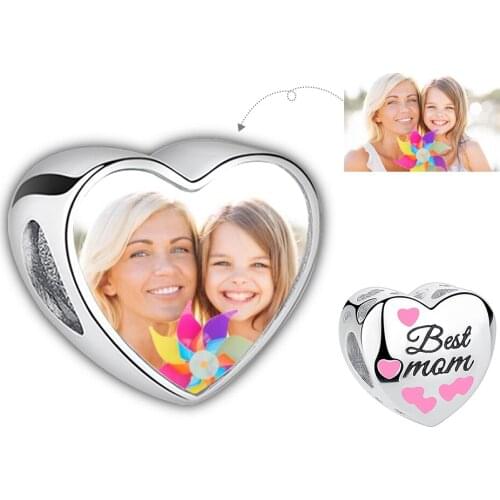 Personalized Custom Photo 925 Sterling Silver Best MOM Charm Bead Fit Original Bracelet For Woman DIY Jewelry Mothers Day Gift