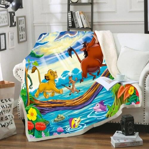 Disney Cartoon Simba Lion King and Friend Plush Comfort Blanket Baby Children Boys and Girls Gift Sofa Home Bedding Home Textile