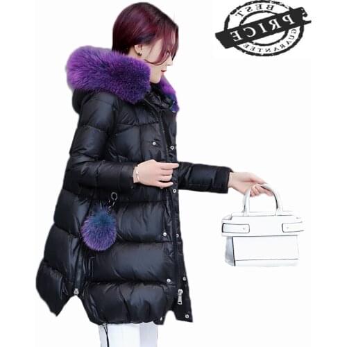 Down 2021 New Jacket Women Parka Autumn Winter long cloak female Overcoat Fox Fur outerwear lady Down jacket LX126a