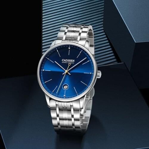 CADISEN Brand Luxury Men Watches Automatic Black Watch Men Stainless Steel Waterproof Business Sport NH35A Mechanical Wristwatch