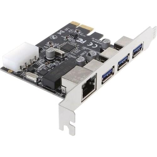 1000M Gigabit Ethernet Network Card PCI-E Multi I/O Controller USB 3.0 3 Ports