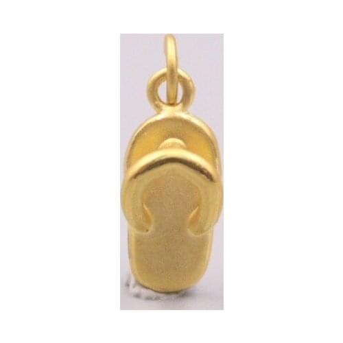Fine Pure 999 24K Yellow Gold 3D Flip Flop Slipper Shoe Pendant Men Women Lucky Gift 1g / 20*8mm