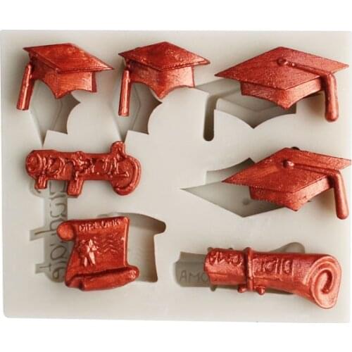 Doctorial cap certificate silicone mold cake decoration mould candy chocolate clay mold