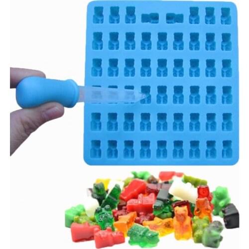 Silicone Forms Silicone Mold Gummy Bear Shape Bear Mould Jelly Bear Cake Candy Trays With Dropper Rubber Chocolate Maker 11