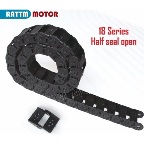 2M 18 Series half seal open Cable drag chain wire carrier &end connectors plastic towline for CNC Router Machine