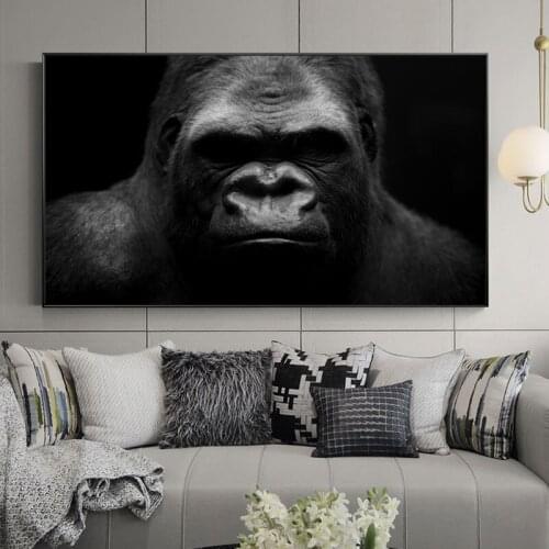 Modern Black Gorilla Orangutan Pictures Animal Wildlife Monkey Posters and Prints Wall Art for Living Room Boys Room Decor