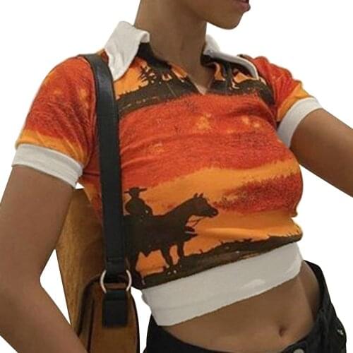 Simple Slim Stand Collar Short Sleeved Crop Tops Women Summer Anime Harajuku Lace Single Breasted Plus Size 2021