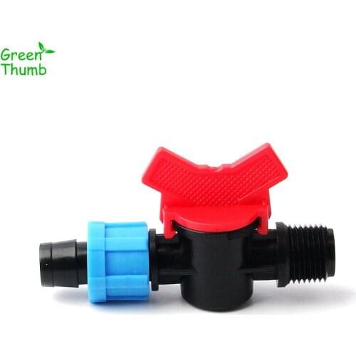 1pc Male Thread 1/2 Inch-16 mm Blue Drip Tape Valve Mini Hose Water Switch Garden Irrigation System Water Ball Valve