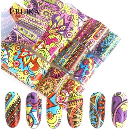 10pcs Retro Style Holographic Nail Foil Transfer Foil Stickers Transfer Adhesive Decal Sliders for Tape Nail Art Warps Tools