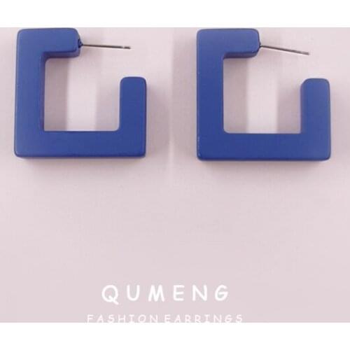 2020 Korean New Wholesale Custom Jewelry Simple Geometric Square Acrylic Hollow Earrings Studs For Woman Gifts