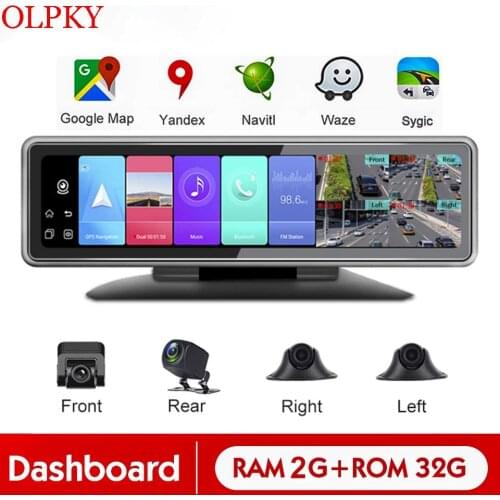 4G Android 9.0 Car DVR Camera Dash Cam Auto Video Recorder 360 Panaromic Camera Rear View Mirror 4 CHs WiFi ADAS GPS Navigation