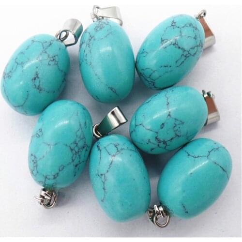 50Pcs 20x12mm Wholesale Green Turquoise Oval Pendant Bead DIY Earrings Jewelry Accessories S627