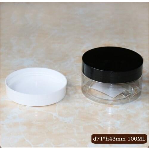 50pc/lot 80ml 100ml 120ml Clear Plastic Cosmetic PET Jar Transparent White Black Plastic lid Aluminum cap Travel Cosmetic Bottl