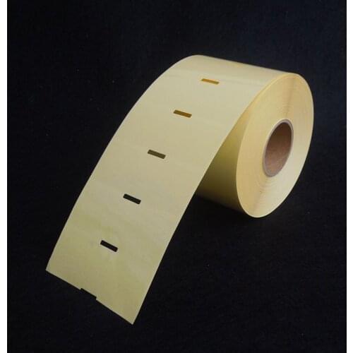 80mm*30mm*1000PCS 50# yellow bottom perforated transparent PET label paper sticker
