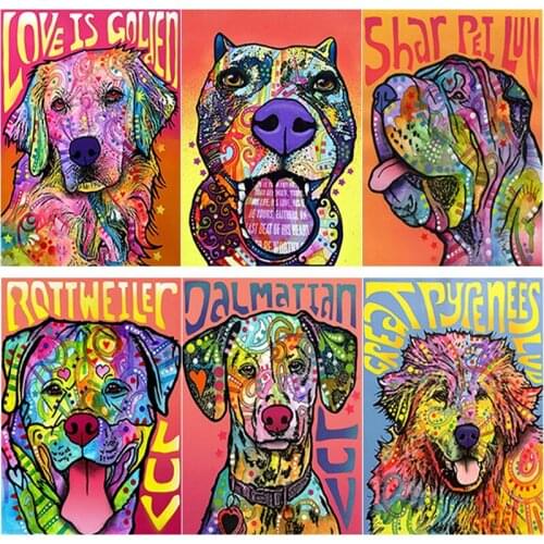 New 5D DIY Diamond Painting Animal Cross Stitch Abstract Dog Diamond Embroidery Full Square Round Drill Home Decor Manual Gift