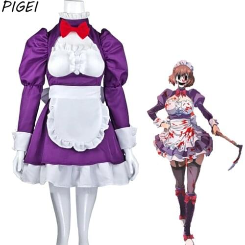 Anime High-Rise Invasion Costumes Halloween Tenkuu Shinpan Maid-fuku Kamen Cosplay Maid Outfits Wigs Suits Halloween Carnival