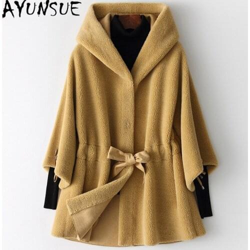 AYUNSUE Real Fur Coat Women Clothes 2020 Autumn Winter Jacket Women Hooded Fashion Wool Fur Mulher Parkas HQ20-ZZH169C KJ5344