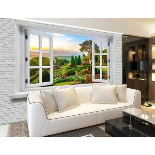 Free shipping custom 3D mural modern bedroom sofa TV background wallpaper fake windows landscape