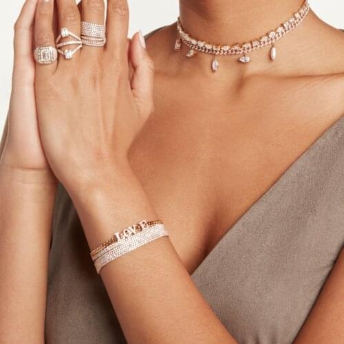 7 Row 2MM CZ Tennis Chain Iced Women Bracelet 15+4cm 5A Cubic Zirconia Multi Layer Luxury Chains