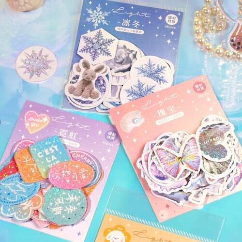 45pcs/Pack Bear Love Color Laser Stickers Decoration Scrapbooking Stick Label Album Journal Korean Cute Stationery Sticker