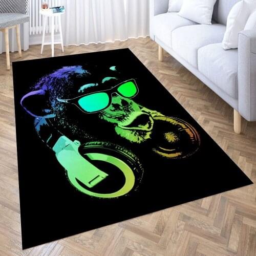 DJ Monkey Carpet for Living Room 3D Anime Cartoon Rug Gamer Teen Room Bedside Lounge Rug Kids Children Floor Mats