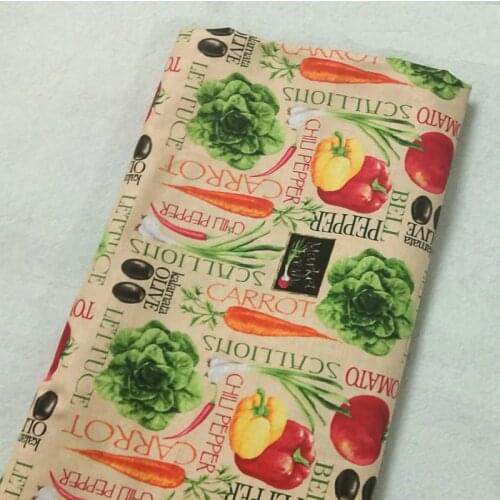 Fresh Vegetable Red Pepper Carrot Greens Printed Cotton Fabric 50x105cm Design DIY Fabric Patchwork for Cloth Dress Home Decor