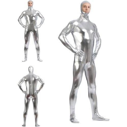 Zentai Suit Open Face Hood Costumes Halloween Men Tights Jumpsuits Male Bodysuit Cosplay Costumes One Piece Catsuits Big Size