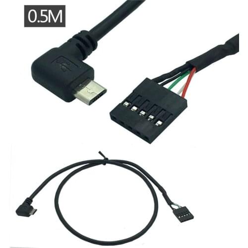 Micro USB 5Pin 90 Degree Left & Right Angle Male to 1x 5Pin Female 2.54 USB Header PCB Motherboard Cable 0.5m/50cm