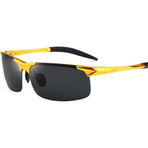 Mens Sports Style Polarized Sunglasses For Men Travel Oculos Driving Golf Rimless Alumin magnesium Metal Frame Glasses