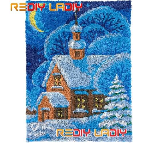 Latch Hook Kits Night Country DIY Carpet Rug Needlework Plush Wall Hanging Chunky Yarn Art Crocheted Floor Mat Hobby & Crafts