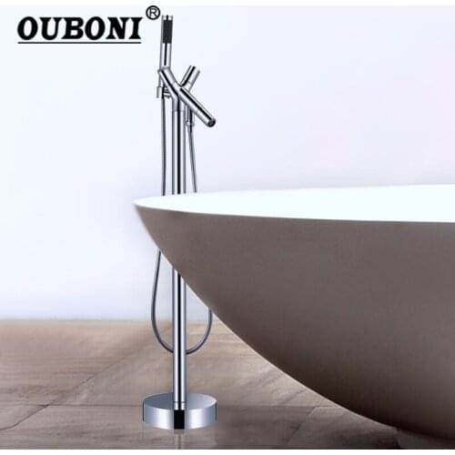 Floor Stand Mounted Brass Bathroom Water torneira Shower Bath Mixer Faucet Set Bathroom Bathtub Press Shower Faucet
