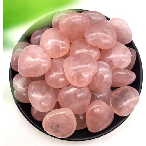 1pc Natural High Quality Pink Crystal Rose Quartz Heart-shaped Love Healing Gemstone Crafts DIY Carved Ornament Stones