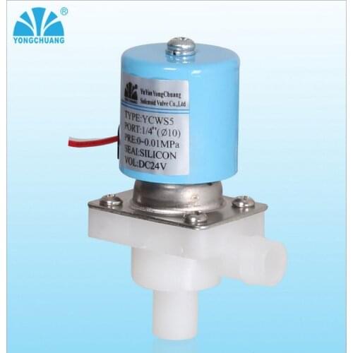 Normally Closed N/C Drinking Fountains RO Rectangular Low Pressure DC 24V DN10 Plastic Water Steam Hot water Solenoid Valve