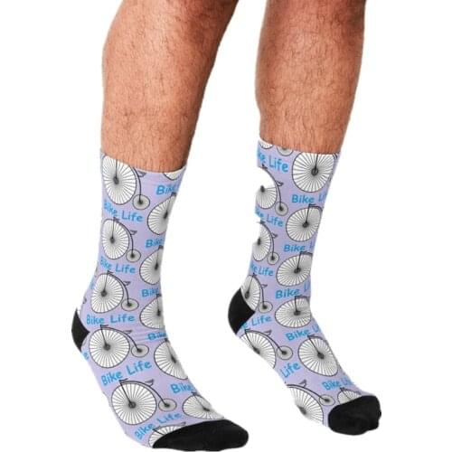 Funny Bike Mens socks Riding a Penny Farthing Printed Bicycle hip hop Men Happy Socks boys street style Crazy Socks for men