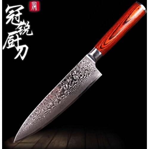 Damascus Kitchen Knife Japanese Damascus Steel vg10 Chef Salmon Paring Knife Wooden Handle Cooking Tools Razor Sharp Kitchenware