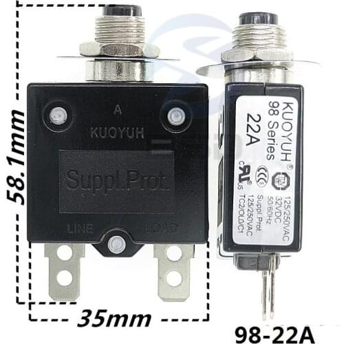 3Pcs Taiwan KUOYUH 98 Series 22A Overcurrent Protector Overload Switch