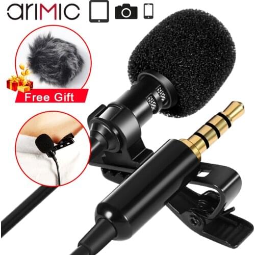 Arimic Lavalier Lapel Microphone Recording microphone Condenser Mic Extension 2M Cable for iPhone Android Smartphone YouTube